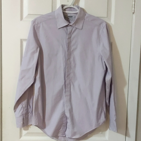 DKNY Men’s Slim-Fit Pinstripe Dress Shirt - Picture 3 of 5